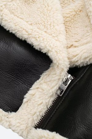 Style Core Aesthetics, New Style Trends - Faux Fur Lined Biker Jacket