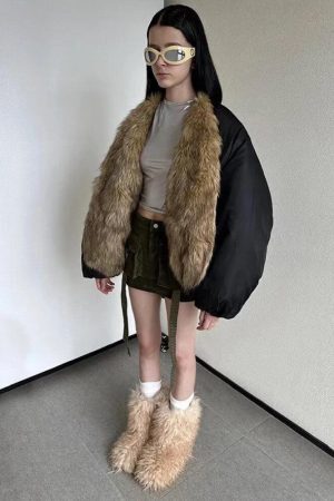 Style Core Aesthetics, New Style Trends - Faux Fur Puffer Jacket