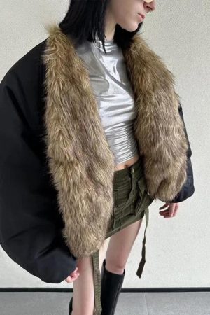 Style Core Aesthetics, New Style Trends - Faux Fur Puffer Jacket