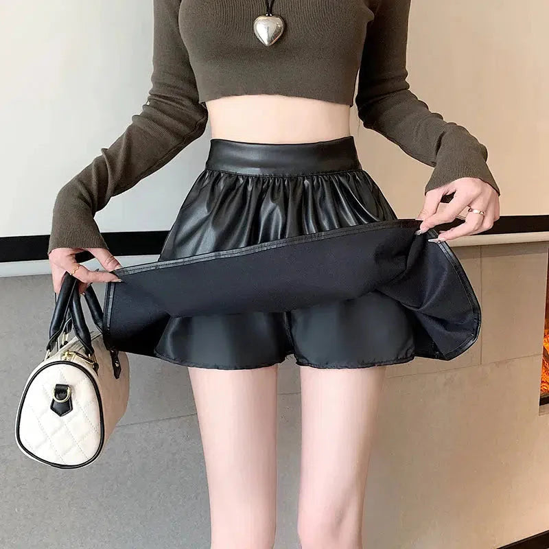 Style Core Aesthetics, New Style Trends - Faux Leather A-Line Mini Skirt Style Core Aesthetics, New Style Trends - Faux Leather A-Line Mini Skirt