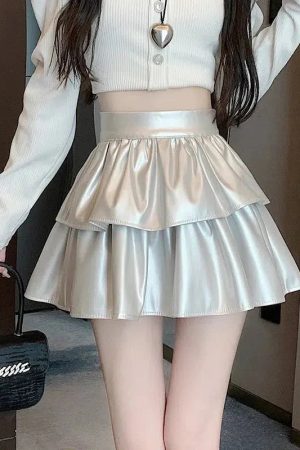 Style Core Aesthetics, New Style Trends - Faux Leather A-Line Mini Skirt