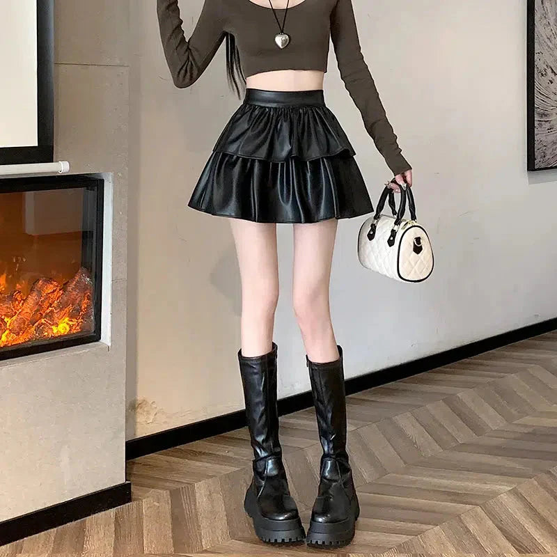 Style Core Aesthetics, New Style Trends - Faux Leather A-Line Mini Skirt