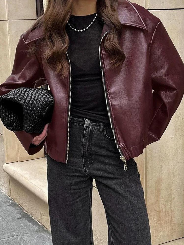 Style Core Aesthetics, New Style Trends - Faux Leather Burgundy Jacket Style Core Aesthetics, New Style Trends - Faux Leather Burgundy Jacket