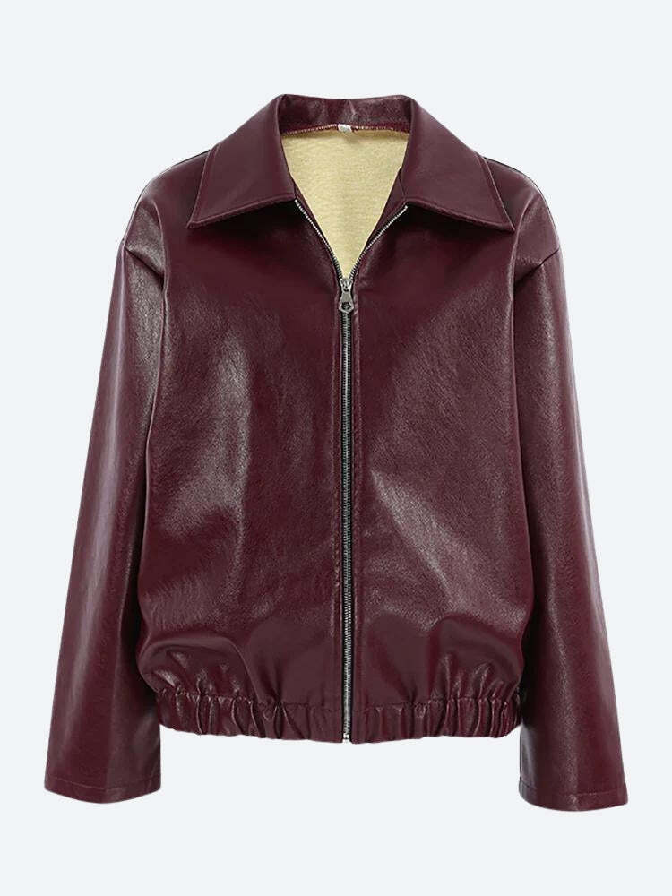 Style Core Aesthetics, New Style Trends - Faux Leather Burgundy Jacket Style Core Aesthetics, New Style Trends - Faux Leather Burgundy Jacket