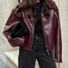 Style Core Aesthetics, New Style Trends - Faux Leather Burgundy Jacket