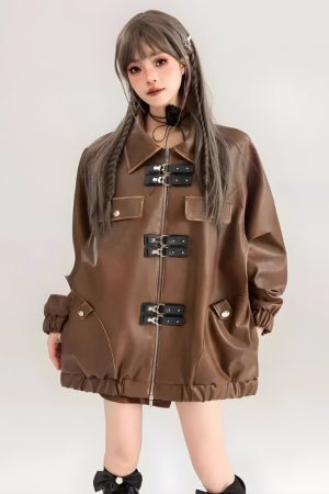 Style Core Aesthetics, New Style Trends - Faux Leather Oversized Jacket