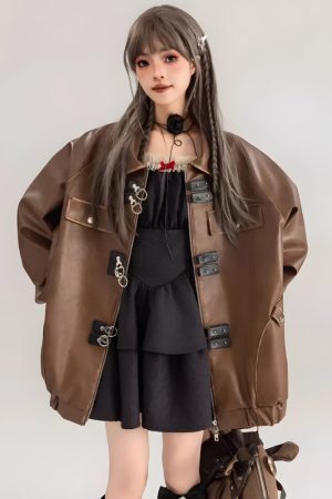 Style Core Aesthetics, New Style Trends - Faux Leather Oversized Jacket