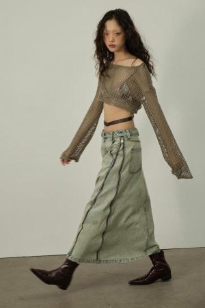 Style Core Aesthetics, New Style Trends - Fishnet Crop Shrug Sweater