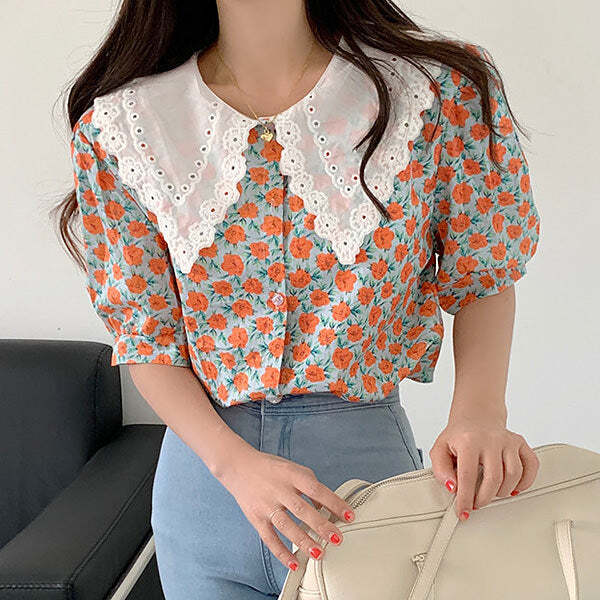 Style Core Aesthetics, New Style Trends - Floral Collar Shirt
