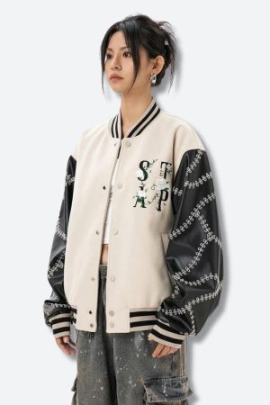 Style Core Aesthetics, New Style Trends - Floral Embroidered Bomber Jacket