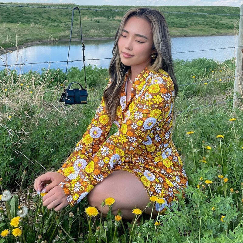 Style Core Aesthetics, New Style Trends - Floral Long Sleeve Mini Dress Style Core Aesthetics, New Style Trends - Floral Long Sleeve Mini Dress