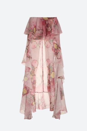 Style Core Aesthetics, New Style Trends - Floral Ruffled Mesh Mullet Skirt