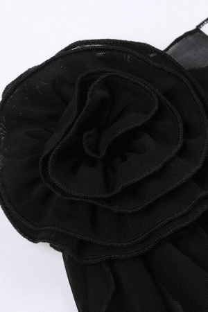 Style Core Aesthetics, New Style Trends - Flower Embellish Sheer Mesh Cropped Tank Top