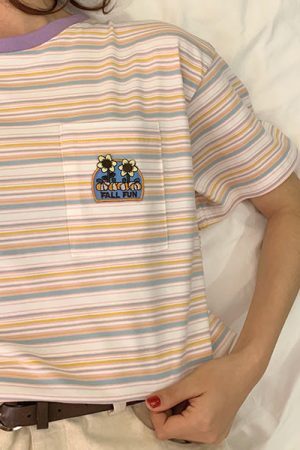 Style Core Aesthetics, New Style Trends - Flower Striped Tee