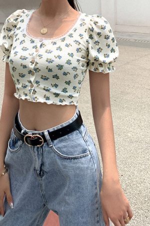 Style Core Aesthetics, New Style Trends - Foral Sin Ribbed Top