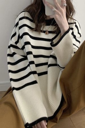 Style Core Aesthetics, New Style Trends - French Aesthetic Striped Sweater