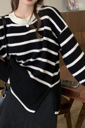 Style Core Aesthetics, New Style Trends - French Aesthetic Striped Sweater