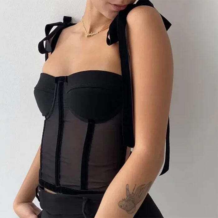 Style Core Aesthetics, New Style Trends - French Girl Bow Corset Top