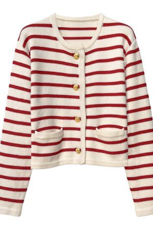 Style Core Aesthetics, New Style Trends - French Girl Striped Cardigan