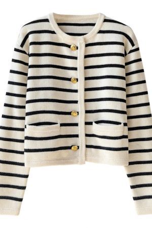 Style Core Aesthetics, New Style Trends - French Girl Striped Cardigan