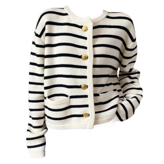 Style Core Aesthetics, New Style Trends - French Girl Striped Cardigan