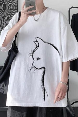 Style Core Aesthetics, New Style Trends - Front Printed Cat Tee