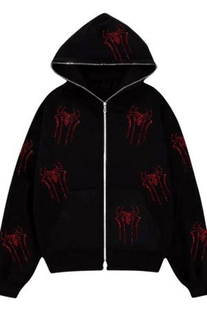 Style Core Aesthetics, New Style Trends - Full zip spiderman hoodie