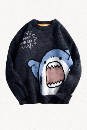 Style Core Aesthetics, New Style Trends - Funny Shark Knitted Sweater