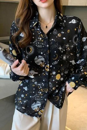 Style Core Aesthetics, New Style Trends - Galaxy Chiffon Shirt