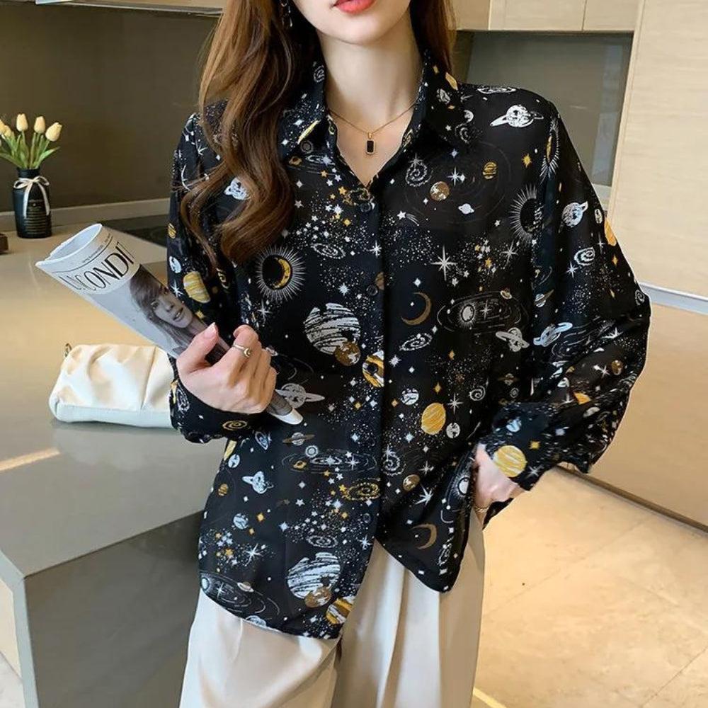 Style Core Aesthetics, New Style Trends - Galaxy Chiffon Shirt