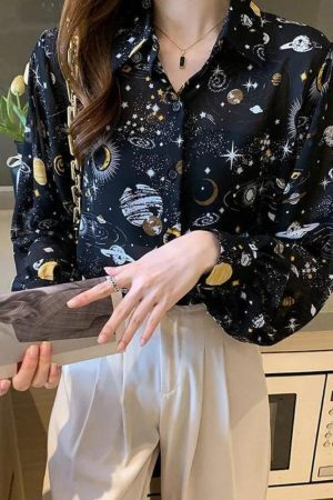 Style Core Aesthetics, New Style Trends - Galaxy Chiffon Shirt