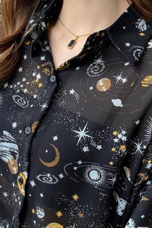 Style Core Aesthetics, New Style Trends - Galaxy Chiffon Shirt
