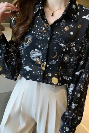 Style Core Aesthetics, New Style Trends - Galaxy Chiffon Shirt