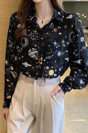 Style Core Aesthetics, New Style Trends - Galaxy Chiffon Shirt