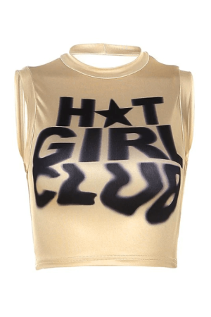 Style Core Aesthetics, New Style Trends - Girl Club Printed Cropped Tank Top