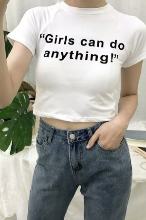 Style Core Aesthetics, New Style Trends - Girls Can Do Anything Crop Tee