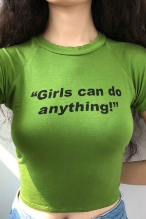Style Core Aesthetics, New Style Trends - Girls Can Do Anything Crop Tee