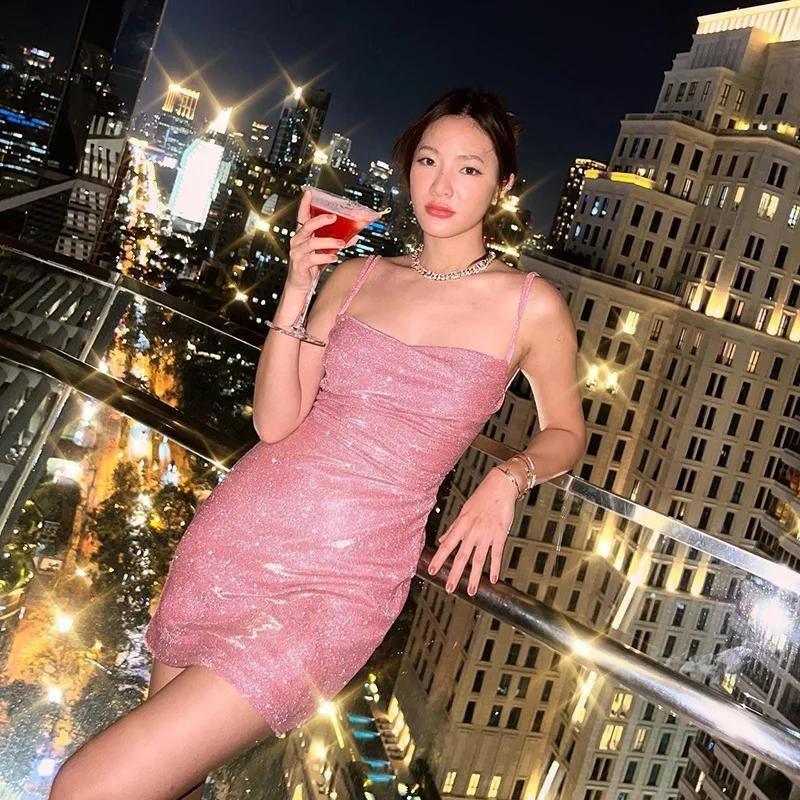 Style Core Aesthetics, New Style Trends - Glitter Backless Mini Dress Style Core Aesthetics, New Style Trends - Glitter Backless Mini Dress