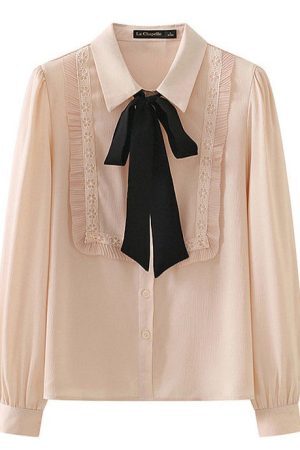 Style Core Aesthetics, New Style Trends - Good Manners Ruffle Bow Tie Neck Shirt