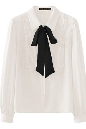 Style Core Aesthetics, New Style Trends - Good Manners Ruffle Bow Tie Neck Shirt