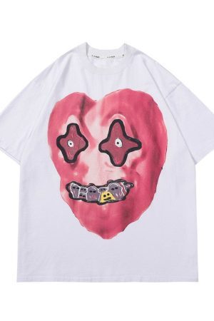 Style Core Aesthetics, New Style Trends - 'Gorgon' Acid Washed Graphic Print Cotton T-Shirt