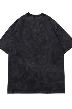 Style Core Aesthetics, New Style Trends - 'Gorgon' Acid Washed Graphic Print Cotton T-Shirt