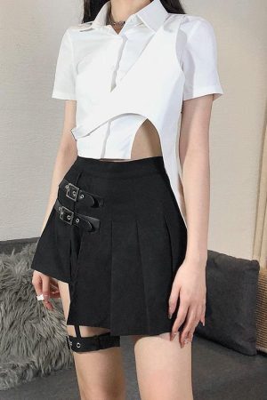 Style Core Aesthetics, New Style Trends - Goth Belt Detail Mini Skirt
