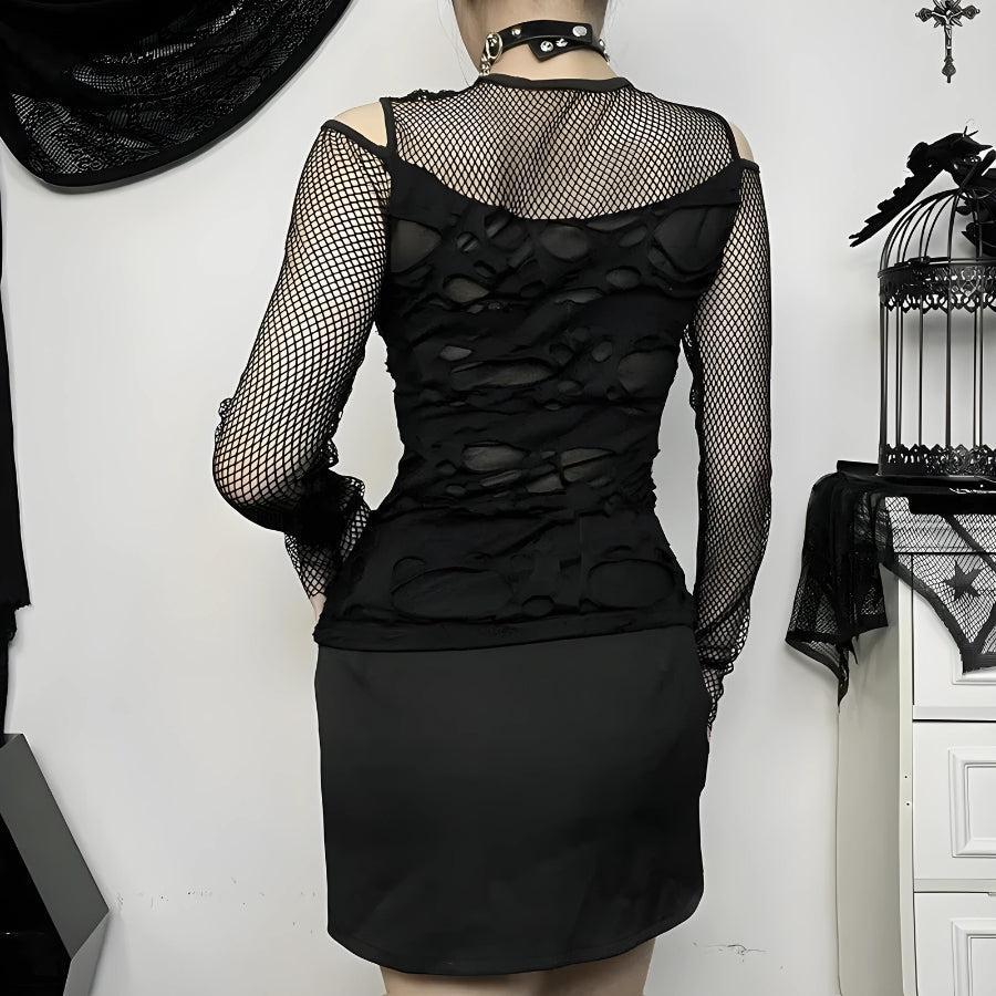 Style Core Aesthetics, New Style Trends - Goth Fishnet Ripped Top Style Core Aesthetics, New Style Trends - Goth Fishnet Ripped Top