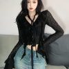 Style Core Aesthetics, New Style Trends - Goth Sheer Ruffled Crop Top