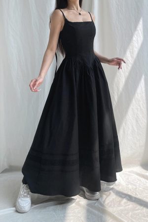 Style Core Aesthetics, New Style Trends - Goth Strap Maxi Dress