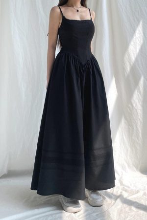 Style Core Aesthetics, New Style Trends - Goth Strap Maxi Dress