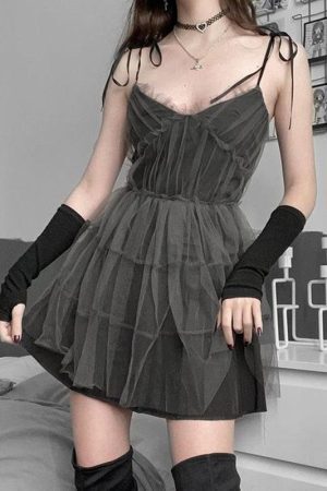 Style Core Aesthetics, New Style Trends - Goth Strap Patchwork Mini Dress