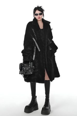 Style Core Aesthetics, New Style Trends - Gothic Faux Fur Fluffy Long Jacket