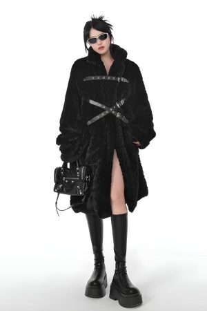 Style Core Aesthetics, New Style Trends - Gothic Faux Fur Fluffy Long Jacket